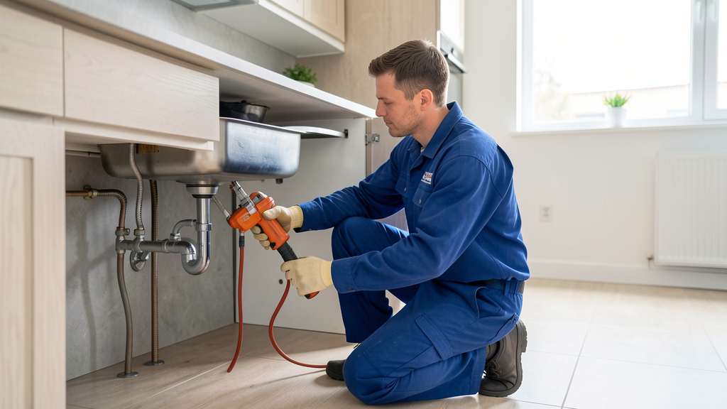 Professional plumber working
